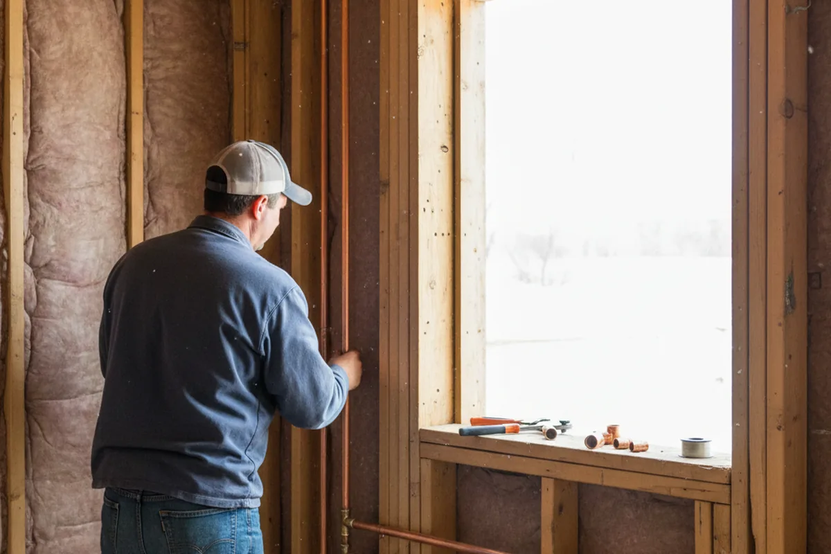 Licensed plumber running new copper supply lines in a Broomfield home