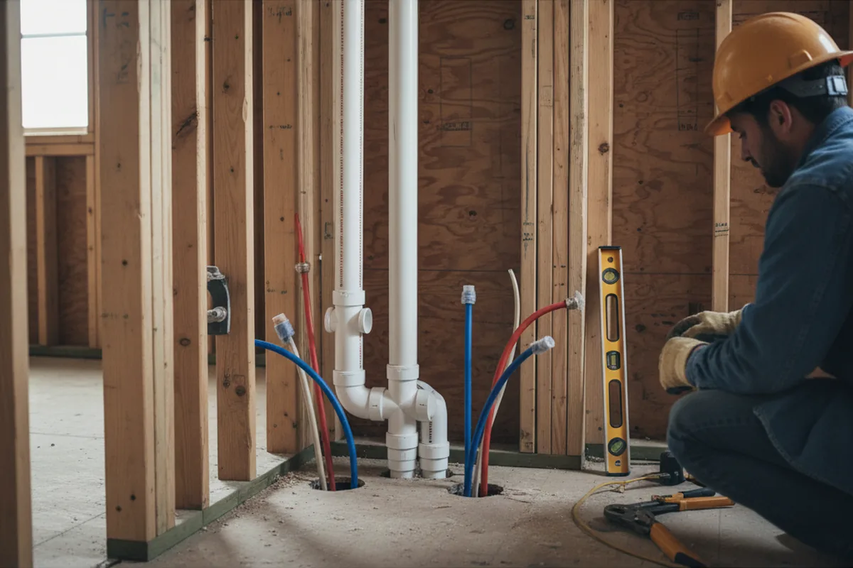 Drain and supply rough-in during Sump Pump Repair in Broomfield